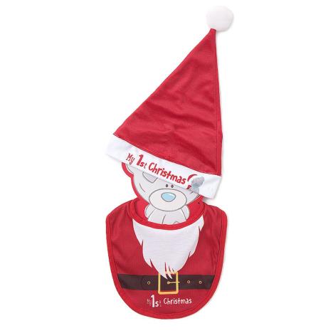 My 1st Christmas Tiny Tatty Teddy Bib & Santa Hat Set £5.39
